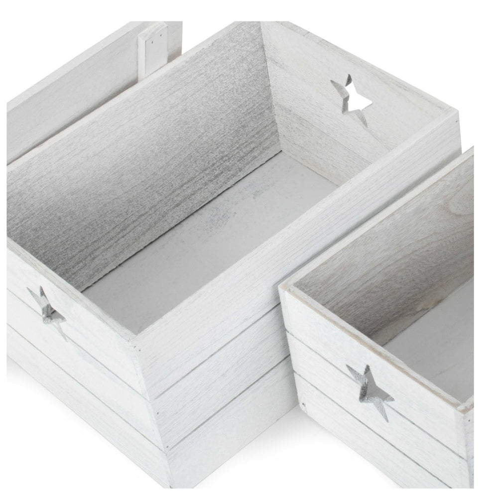 Vintage Effect Star Cut Wooden Storage Box-2