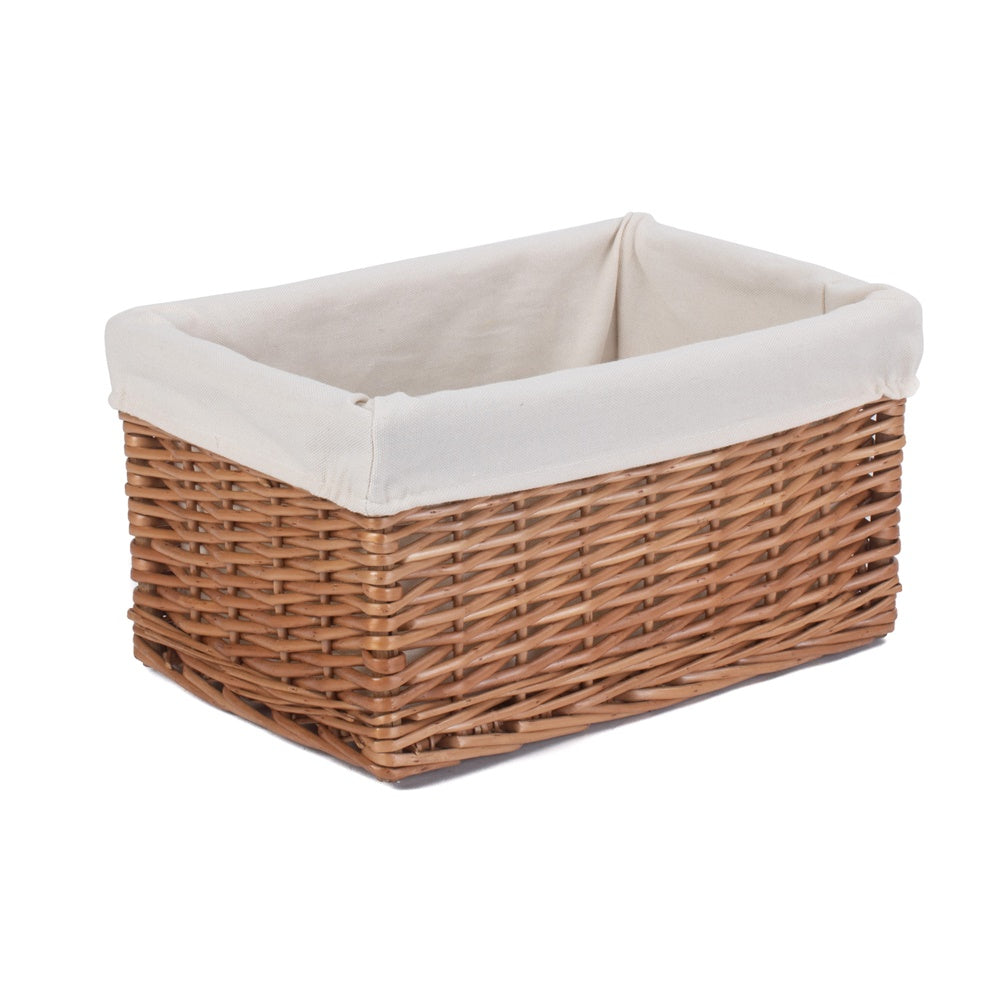 Cotton Lined Double Steamed Wicker Storage Basket