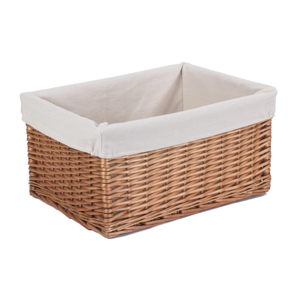 Cotton Lined Double Steamed Wicker Storage Basket