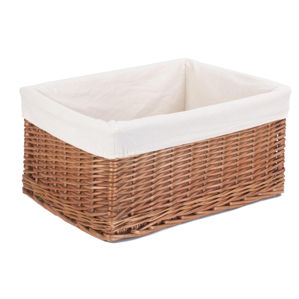 Cotton Lined Double Steamed Wicker Storage Basket