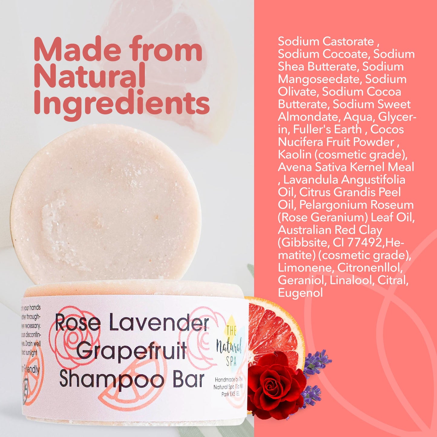 Rose, Lavender, Grapefruit Shampoo bar-4