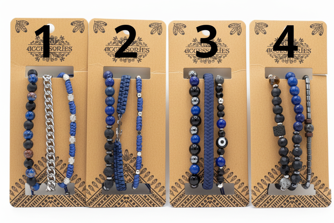 Mens Premium Bracelet Sets - Med Set Blues (asst)