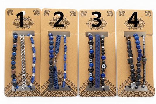 Mens Premium Bracelet Sets - Med Set Blues (asst)