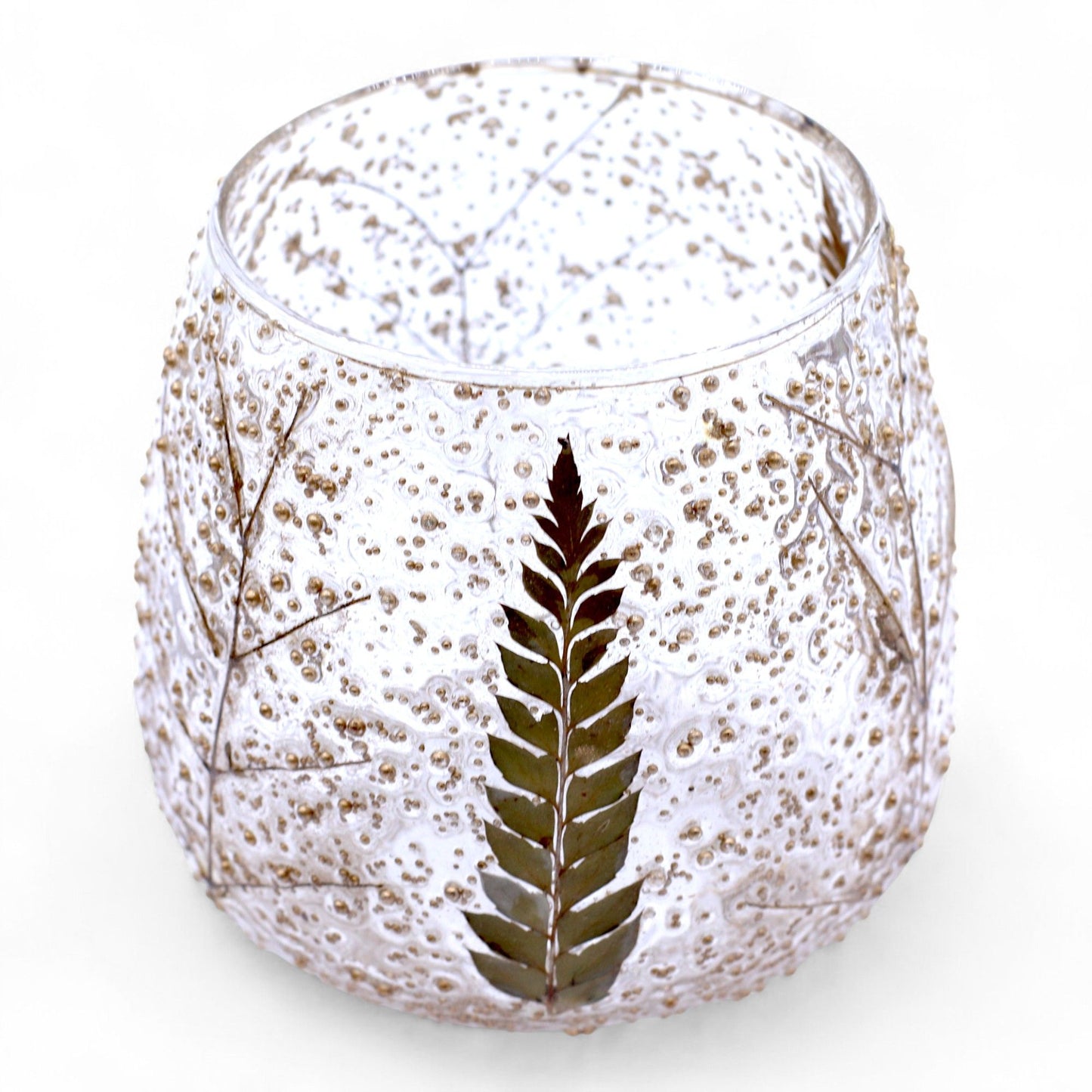 Natural Floral Glass - Straight Candle Holder -  Pino - (10x9cm)