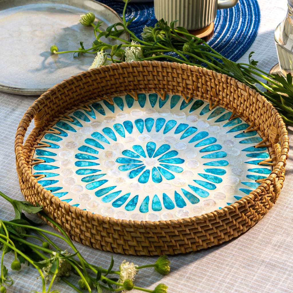 Rattan Trays • Mother of Pearl • Ripple (Multiple Sizes)-2