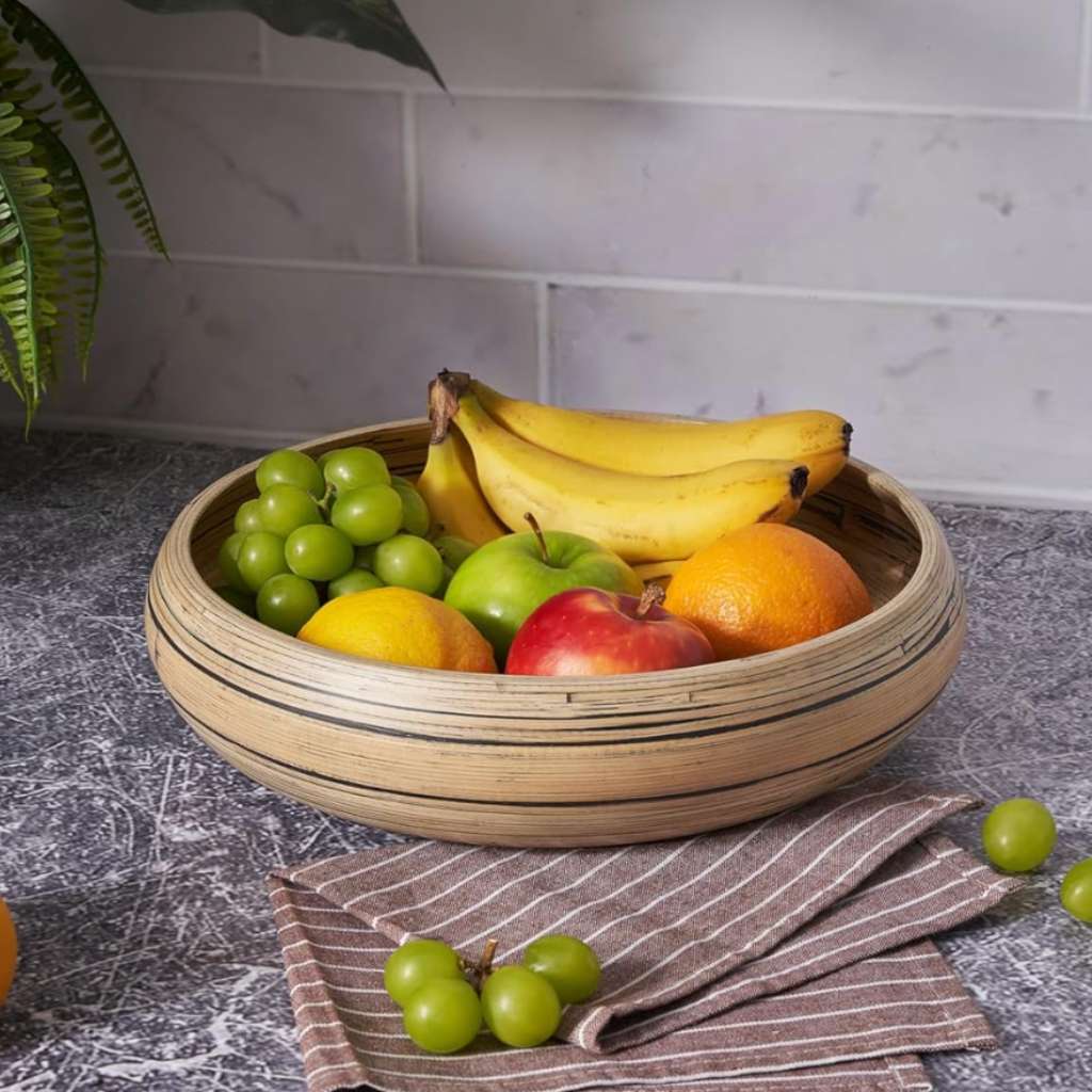 Bamboo Fruit Bowl & Home Decor Bowl (Dark Natural)-3