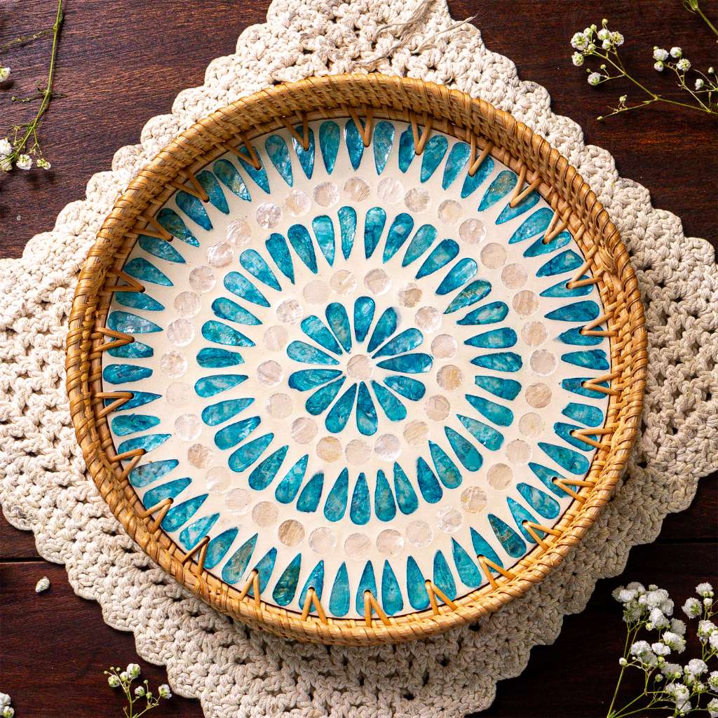 Rattan Trays • Mother of Pearl • Ripple (Multiple Sizes)-0