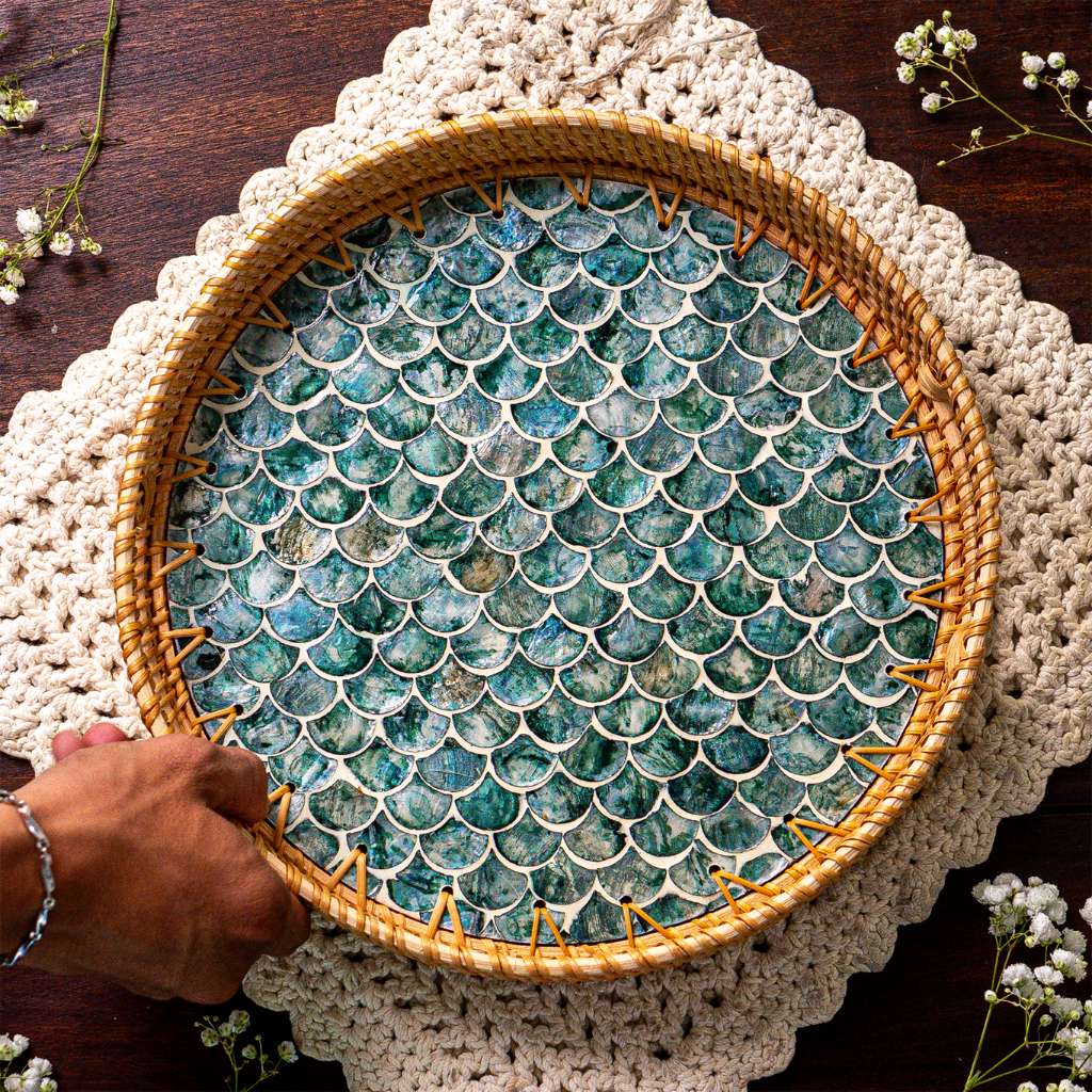 Rattan Trays • Mother of Pearl • Cascade (Multiple Sizes)-3