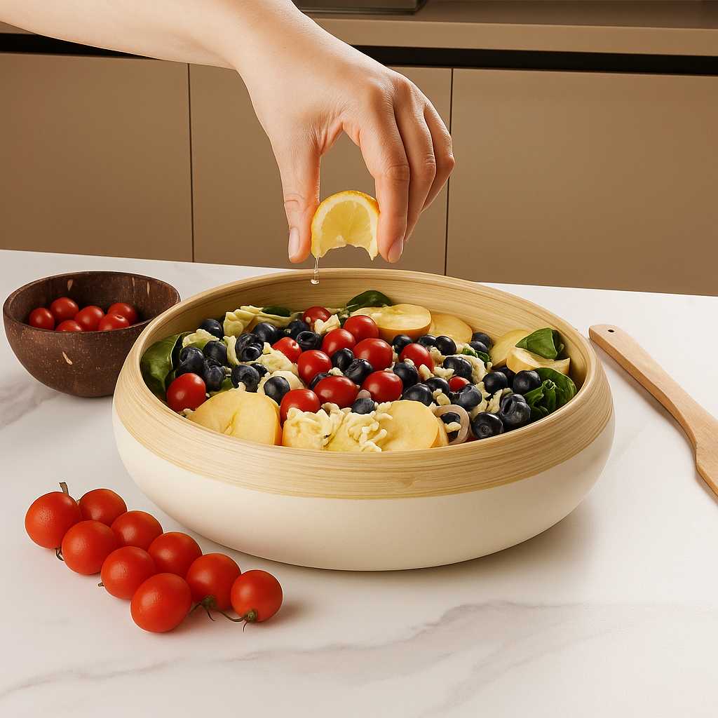 Bamboo Fruit Bowl & Home Decor Bowl (Off-White)-2